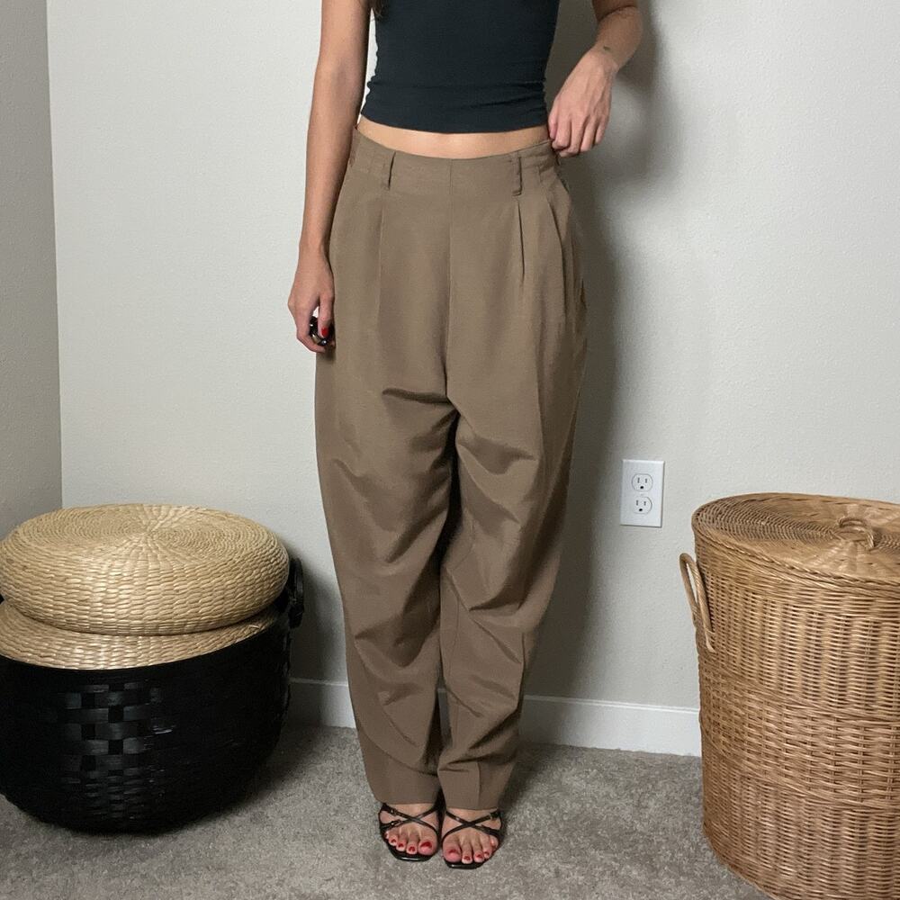 vintage 90s tan brown perfect baggy relaxed low rise  pleated trousers pants